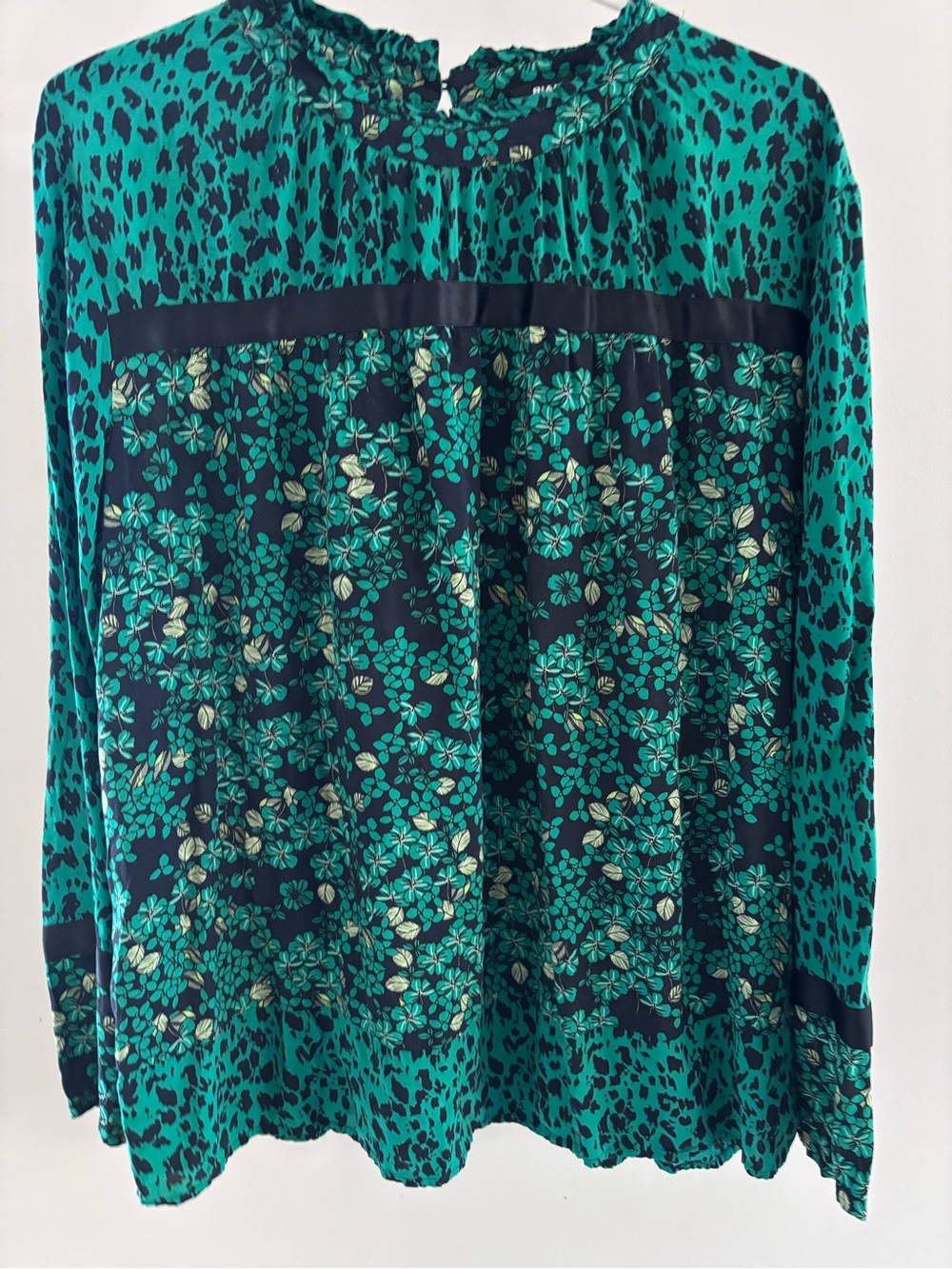RIANI Teal and Navy Floral-Mixed Print Skirt